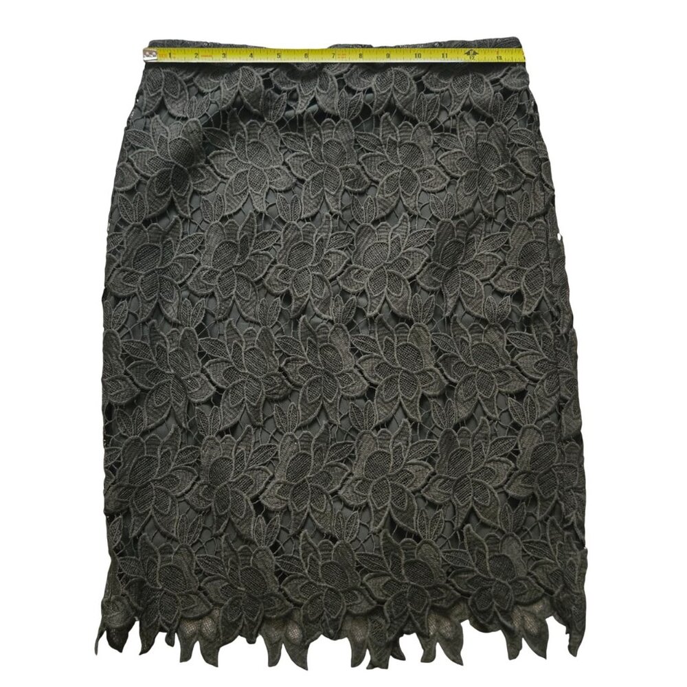 Ann Taylor Petites Floral Lace Overlay Pencil Skirt 4P Dark Green Like New - Picture 7 of 8